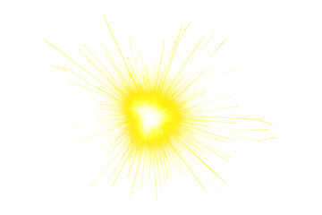 Bright Yellow Sunburst Light Effect on White Background