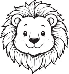 Lion Cub Line Art: A charming lion cub, depicted in captivating black and white line art, with an endearing expression. This artwork invites a sense of joy and playful innocence.