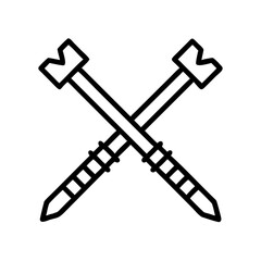 Crossed metal bolts icon design.