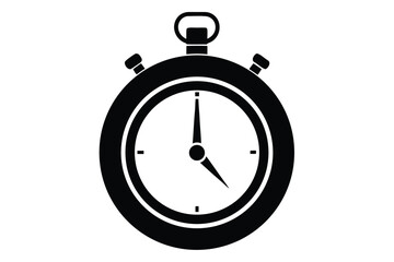 A simplistic black stopwatch displays time ticking on a clear, simple white background