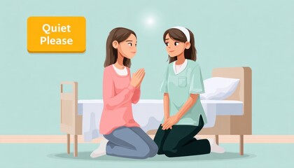 Nurse comforting patient in hospital room