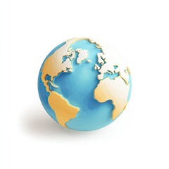 3D stylized globe, light blue and pale yellow