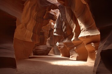 Sunlit sandstone canyon, dramatic interior