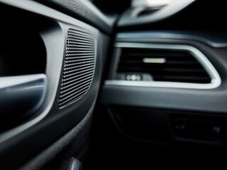 The car has a black interior with a black door