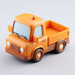 3D stylized orange pickup truck icon
