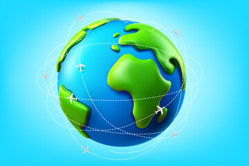 Air travel concept. 3d vector illustration