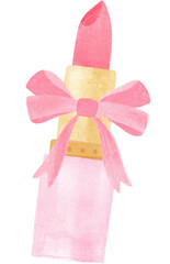 Pink watercolor lipstick adorned with a delicate bow