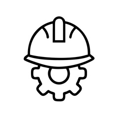 Fototapeta premium Hard hat with gear icon design.