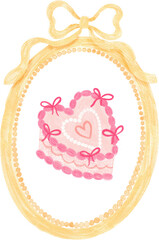  heart-shaped cake adorned with delicate bows,