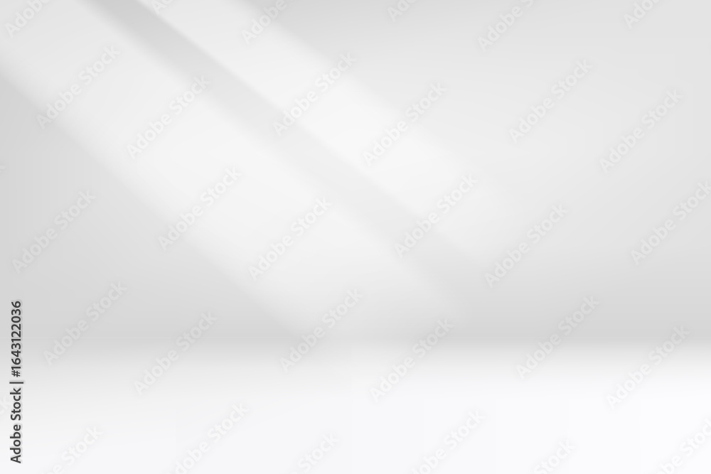 Poster empty bright studio with sunlight. 3d vector background for product design