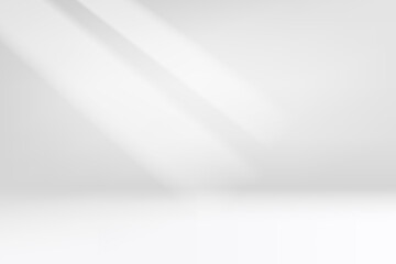 Empty bright studio with sunlight. 3d vector background for product design