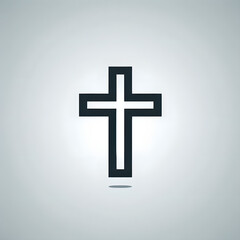 Obraz premium Simple Christian Cross Symbol on Light Gray Background for Religious Design