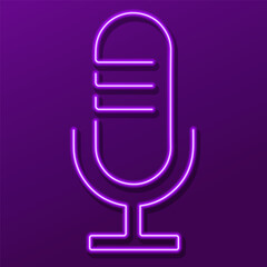 microphone neon sign, colorful modern design trends on black background. Vector illustration.