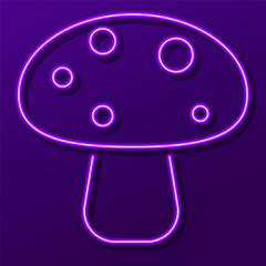 mushroom neon sign, colorful modern design trends on black background. Vector illustration.