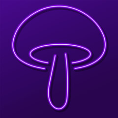 mushroom neon sign, colorful modern design trends on black background. Vector illustration.