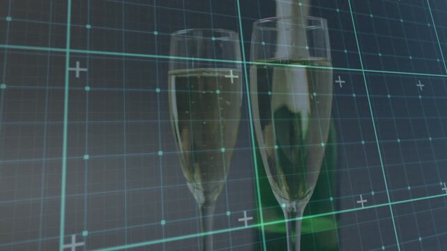 Overlay grid appearing at frame start and scanning glassware to visualize surface details