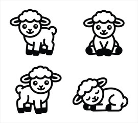 Cute Baby Lamb Silhouette Clipart Pack