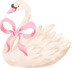 a graceful swan adorned with a delicate bow