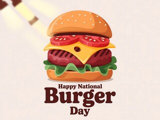 Deliciously crafted cheeseburger illustration celebrating national burger day with toppings and bun