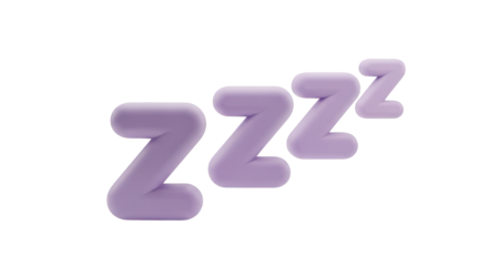 3D Purple Zzz Symbols Representing Sleep Isolated sleeping rest isolated on a transparent background