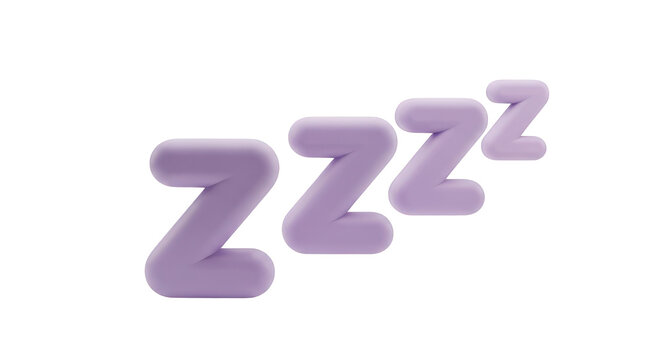 3D Purple Zzz Symbols Representing Sleep Isolated sleeping rest isolated on a transparent background