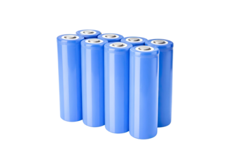 Rechargeable lithium ion batteries - li-ion cell batteries isolated on white
