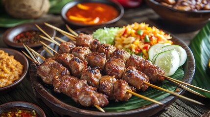 A plate of meat mixture famous cuisine in malaysia