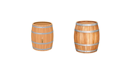 Obraz premium Old oak wine barrel isolated on a white background