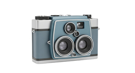 Vintage camera device, retro film camera with dual lenses for photography hobby and collectible equipment concepts
