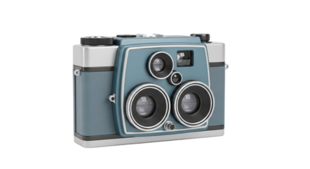 Vintage camera device, retro film camera with dual lenses for photography hobby and collectible equipment concepts
