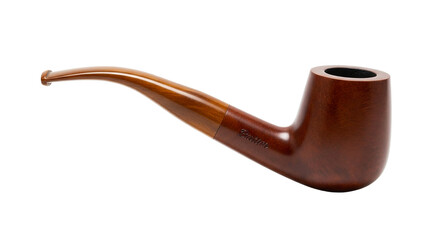 Wooden smoking pipe, traditional tobacco pipe with curved stem for leisure relaxation and vintage lifestyle concepts
