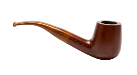 Wooden smoking pipe, traditional tobacco pipe with curved stem for leisure relaxation and vintage lifestyle concepts
