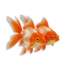 Fototapeta premium Beautiful goldfish swimming, vibrant orange white ornamental fish for aquarium pets aquatic life and decorative water habitat themes 