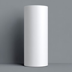 Blank white cylinder on gray background (1)
