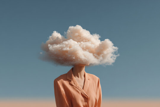 above person head individual climate clouds uniquely represent their emotions and thoughts
