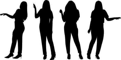 women black shapes working posture silhouette mono tone color woman stance