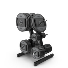 Weight plates pivot storage rack isolated on transparent PNG