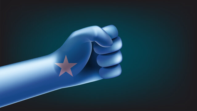 Fist with flag of Somalia. 3d vector illustration