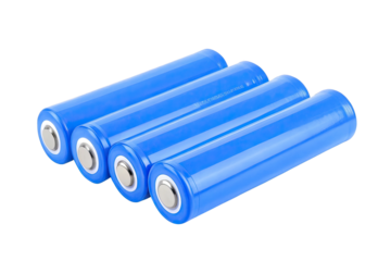 Rechargeable lithium ion batteries - li-ion cell batteries isolated on white
