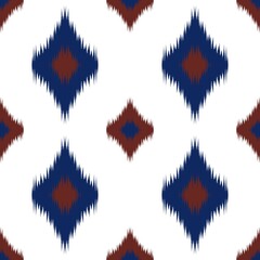 Blue and red Geometric Ikat Seamless Pattern