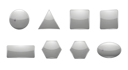 Collection of various geometric shapes including circle, triangle, square, hexagon, and oval, isolated on transparent background