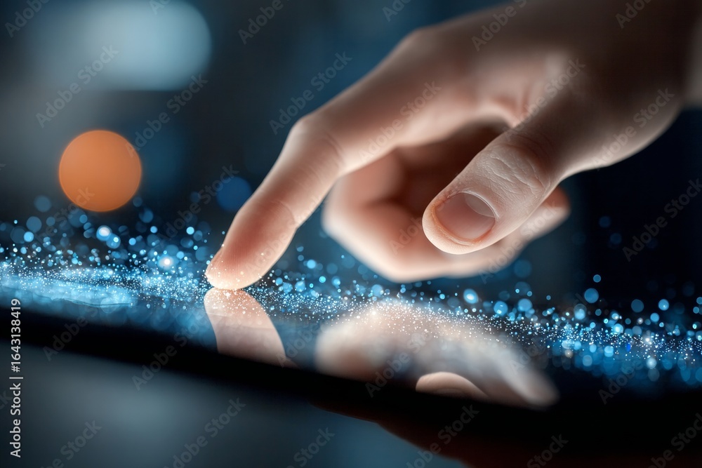 Poster exploring the digital future innovations in mobile phone technology and touchscreen interfaces