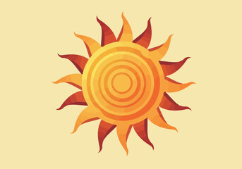 Stylized Sun Illustration with Concentric Circles and Pointed Rays.