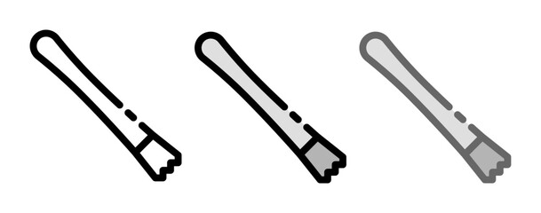 Muddler icon. Bartender tool, line and fill icon. Outline, filled, and color versions. Vector illustration with editable stroke. Isolated on transparent background.