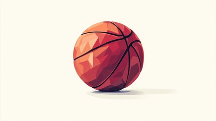 Fototapeta premium Low-poly basketball on white background