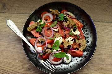 Traditional Caprese Salad with Tomatoes and Mozzarella