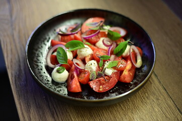 Traditional Caprese Salad with Tomatoes and Mozzarella