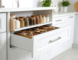 Modern kitchen spice drawer