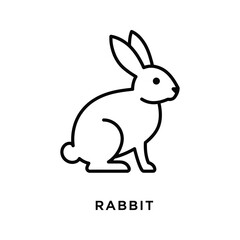 Simple Line Art Rabbit Illustration Bunny Clipart Hare Icon Black and White Vector Graphic