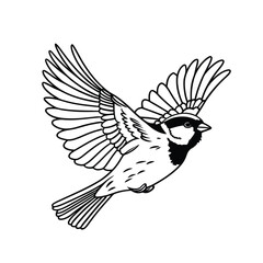 Sparrow Flying Silhouette Minimal Vector Icon